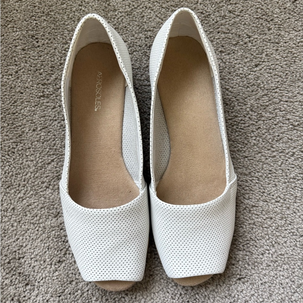 AEROSOLES White Flats Square Toe Slip-On